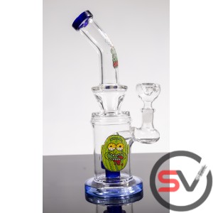 MULTI CHARACTER CURVED NECK GLASS WATER PIPE 9inch
